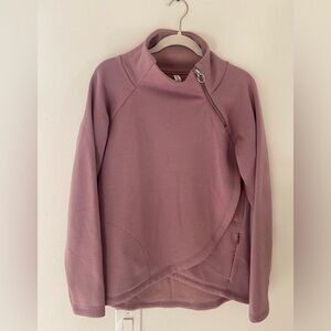 Athleta Soft Pink /Mauve Quarter-Zip Asymmetrical Fleece Pullover Size S